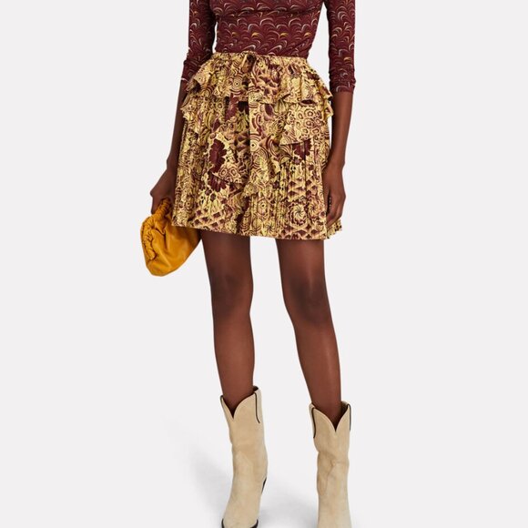 Ulla Johnson Dresses & Skirts - Ulla Johnson Burgundy and Yellow Patterned Skirt